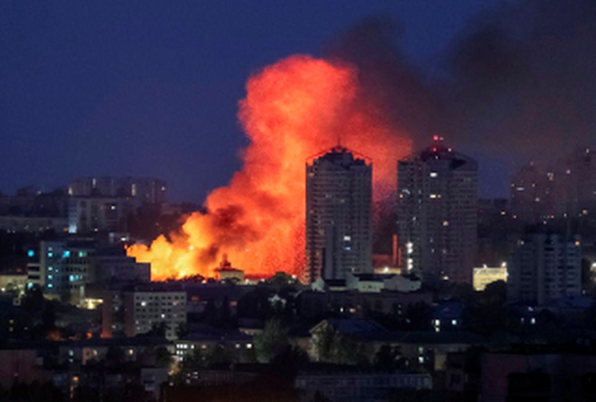 Fire and smoke rise in the aftermath of a Russian drone strike, amid Russia's attack on Ukraine, in Kyiv, Ukraine June 6, 2025. - REUTERSPIX