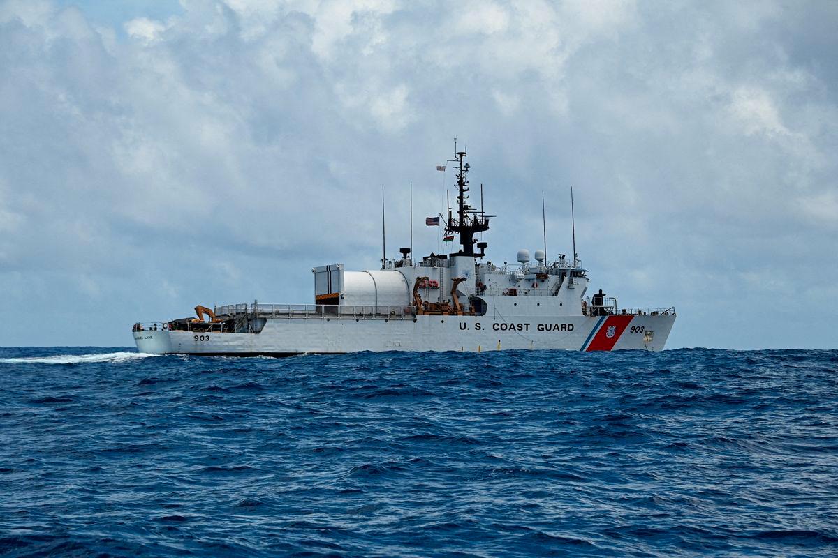 U.S. Coast Guard Cutter Harriet Lane (WMEC 903) and crew are on an inaugural patrol in the South Pacific Ocean, February 26, 2024. - REUTERSPIX