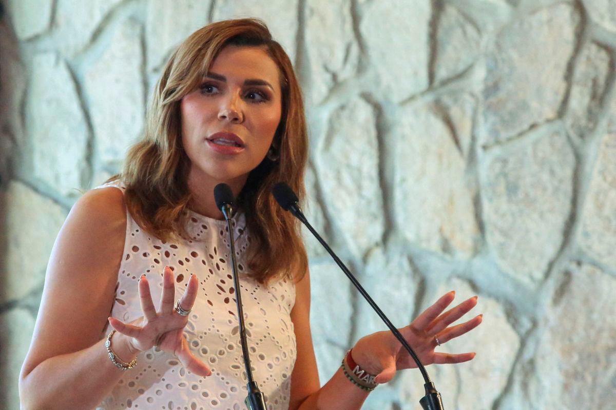 Baja California Governor Marina del Pilar Avila, who had her U.S. tourist visa and her husband’s revoked by the U.S., holds her weekly press conference, in Ensenada, Mexico, June 11, 2025. REUTERS
