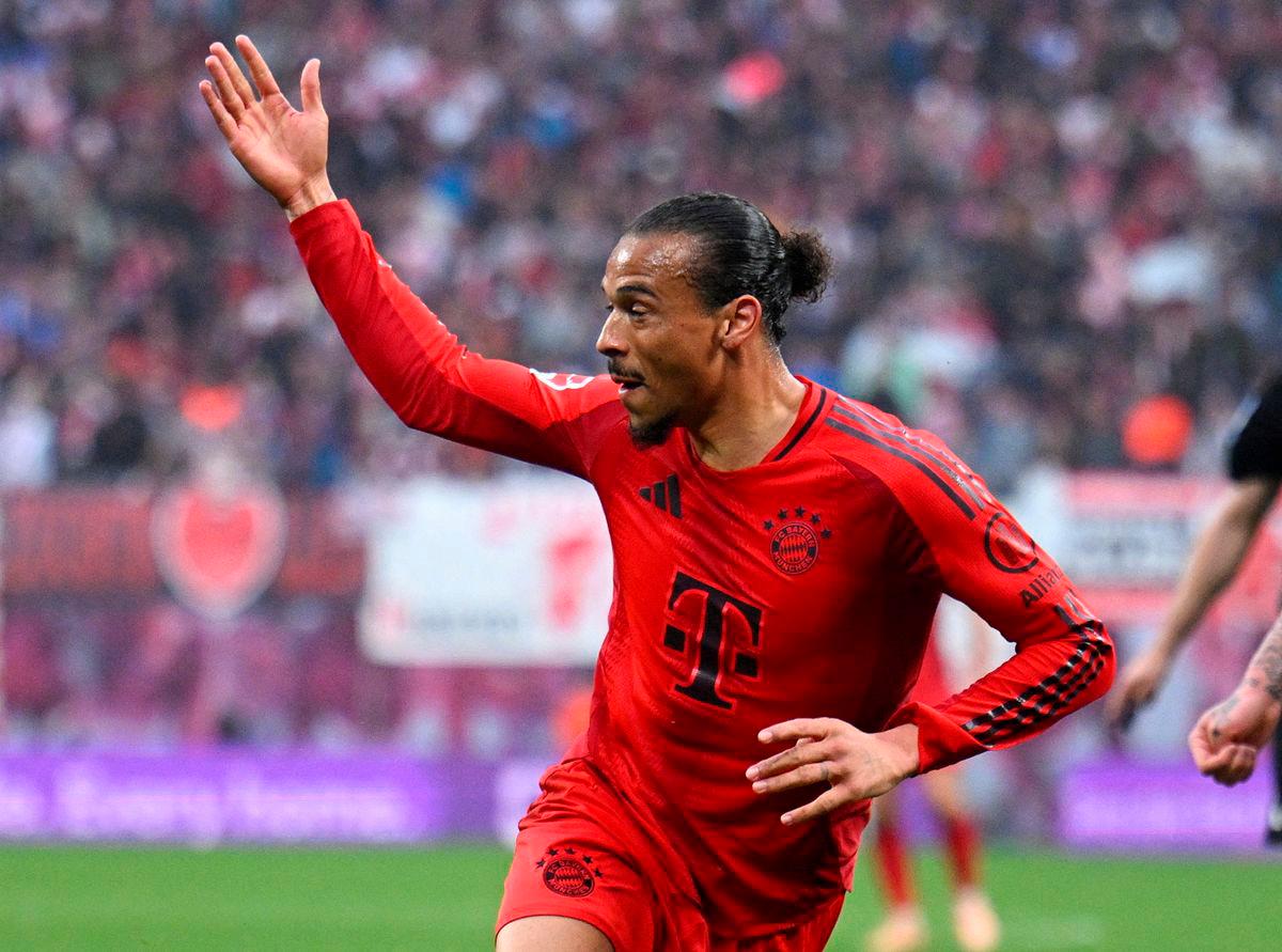 Bayern Munich’s Leroy Sane celebrates scoring their third goal REUTERSpix