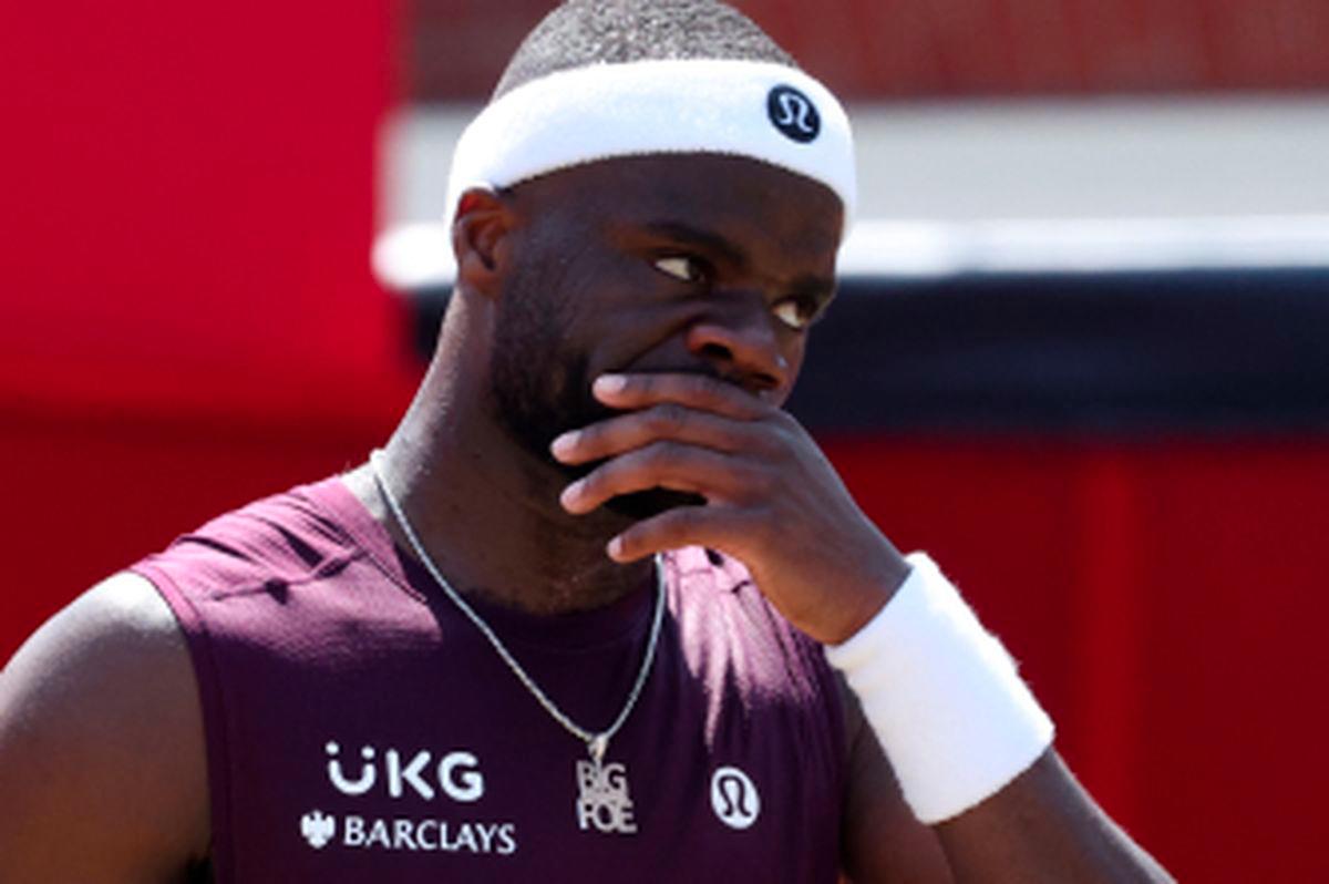 Tennis - Queen's Club Championships - Queen's Club, London, Britain - June 16, 2025Frances Tiafoe of the U.S. reacts during his round of 32 match against Britain's Dan Evans - REUTERSPIX