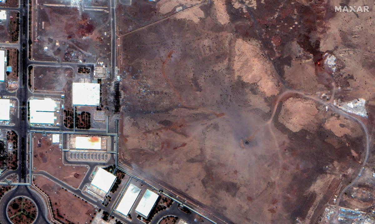 A satellite image shows airstrike craters over the underground centrifuge halls of the Natanz Enrichment Facility, following U.S. airstrikes amid the Iran-Israel conflict, in Natanz County, Iran, June 22, 2025. - REUTERSPIX