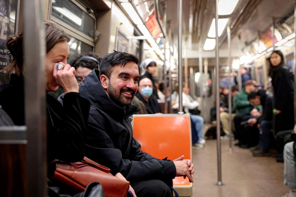 Candidate for New York City mayor Zohran Mamdani rides the subway following a campaigning stop in New York City, U.S., April 1, 2025. - REUTERSPIX