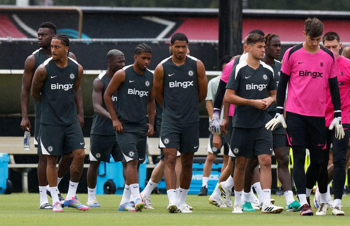 Chelsea’s Levi Colwill and teammates during training - REUTERS
