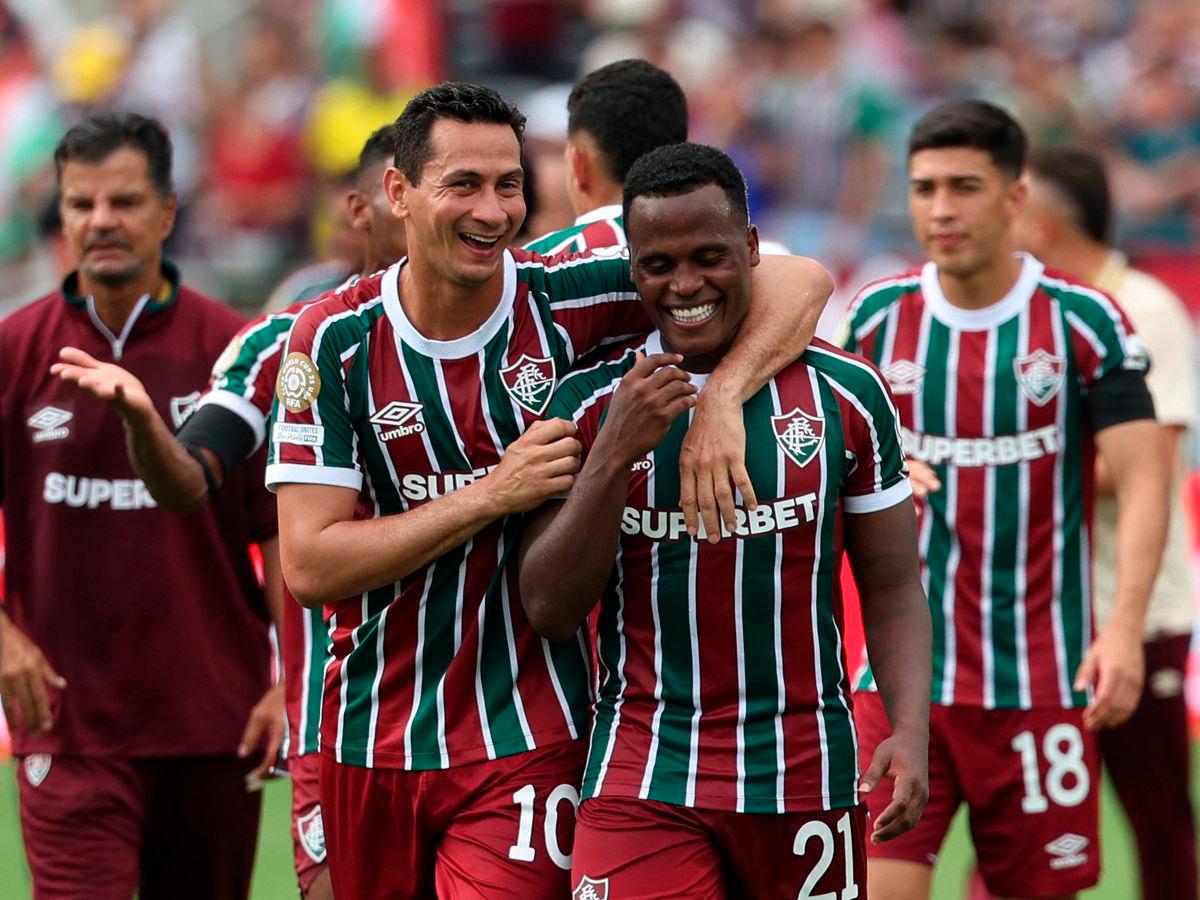 Fluminense’s Ganso and Jhon Arias celebrate after the match IMAGN IMAGES via REUTERS