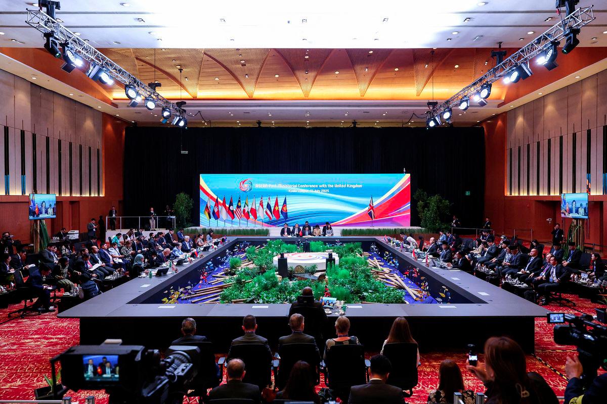 A general view of the ASEAN Post-Ministerial Conference with Britain at the 58th Association of Southeast Asian Nations (ASEAN) Foreign Ministers’ Meetings in Kuala Lumpur, Malaysia, 11 July 2025. Pool via REUTERSPIX