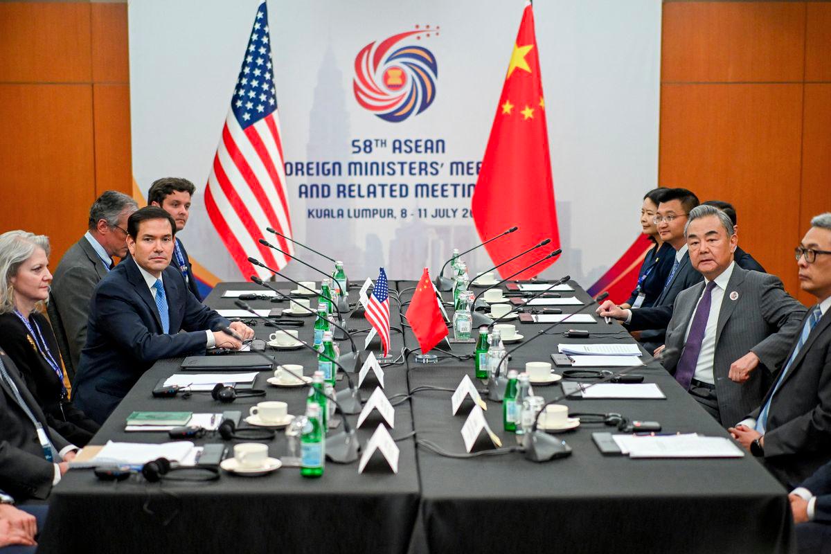 US Secretary of State Marco Rubio meets with China's Foreign Minister Wang Yi during the 58th ASEAN Foreign Ministers’ meeting and related meetings at the Convention Centre in Kuala Lumpur on July 11, 2025. - REUTERSPIX