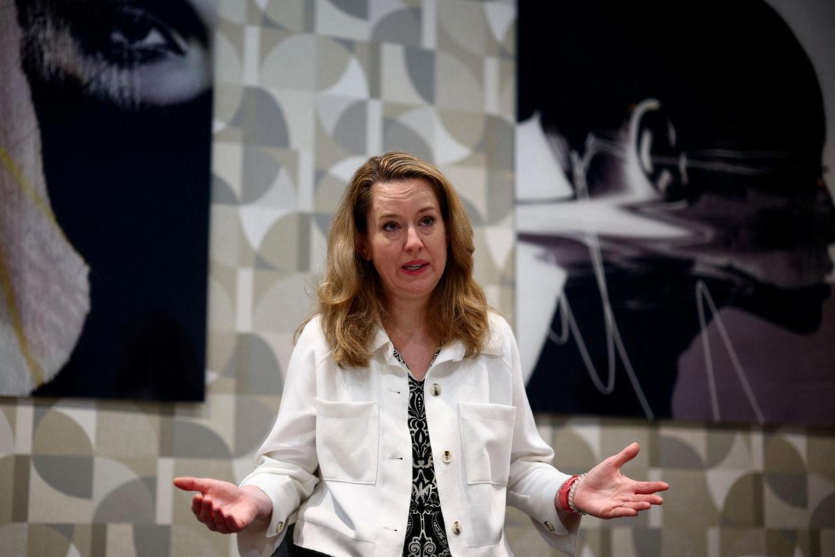 Director General of the International Organization for Migration (IOM) Amy Pope gestures as she speaks during an interview with Reuters in Rome, Italy, July 11, 2025. - REUTERSPIX