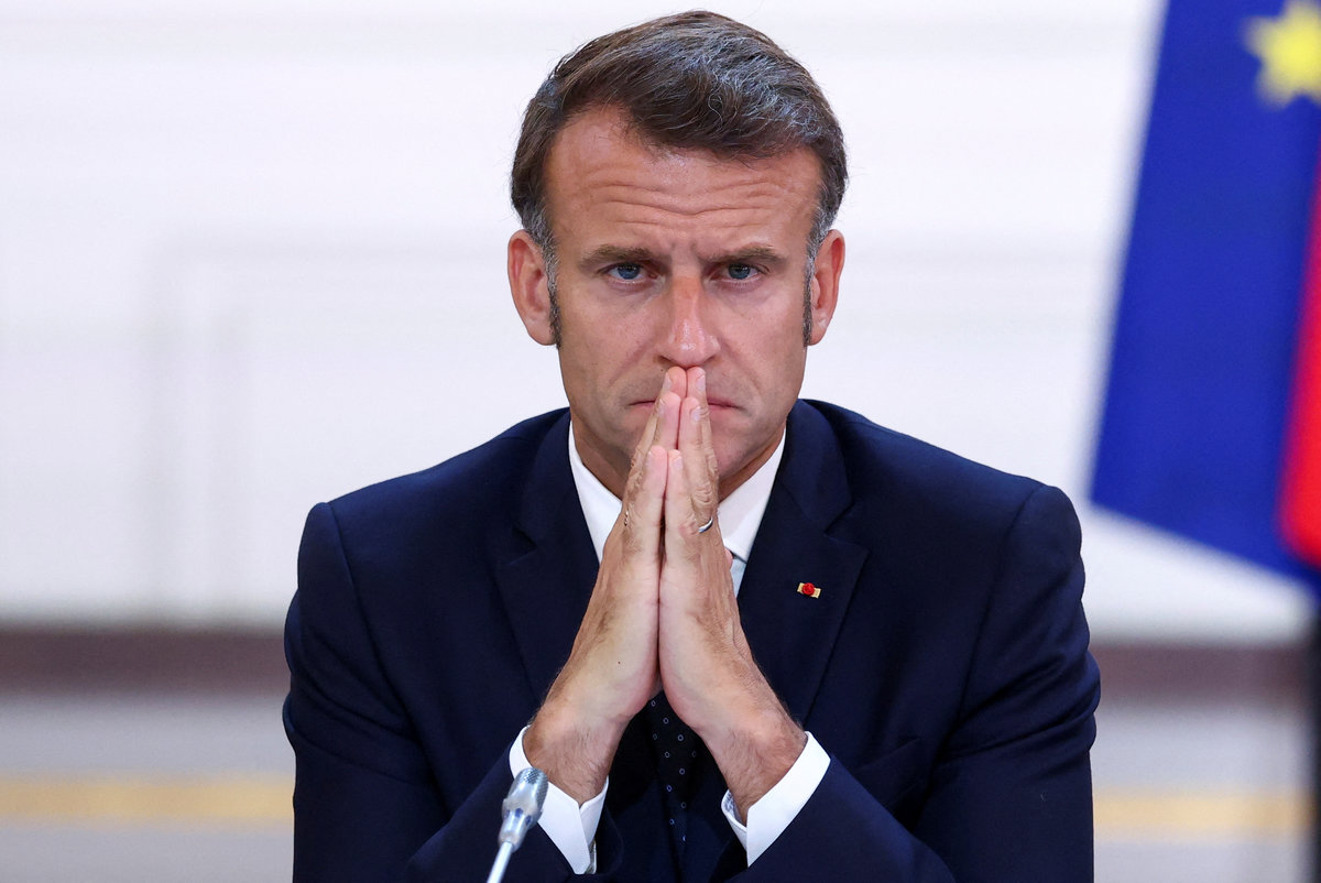 French President Emmanuel Macron attends a meeting with New Caledonia’s elected officials and state representatives who have concluded a historic agreement allowing the creation of a “State of New Caledonia” within the French Republic, at the Elysee Palace in Paris, France, July 12, 2025. - REUTERS