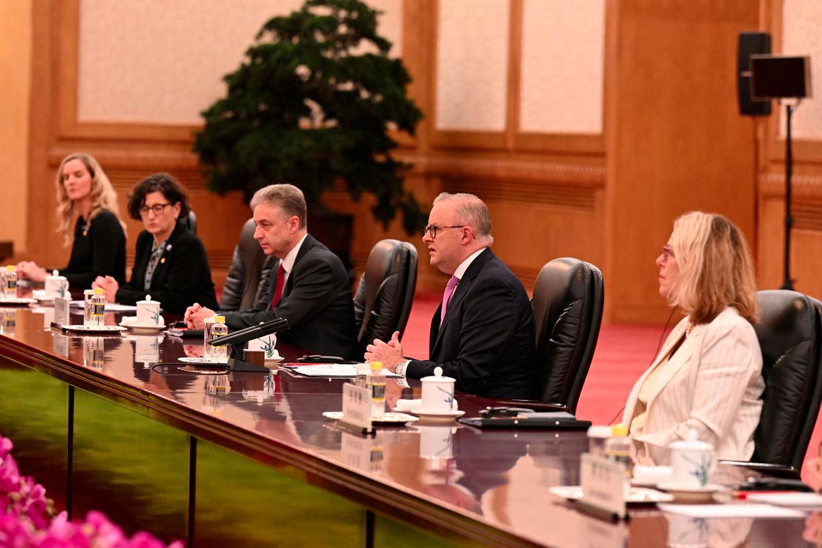 Australian Prime Minister Anthony Albanese meets with Chinese President Xi Jinping at the Great Hall of the People in Beijing, China, July 15, 2025. - AAP Image/Lukas Coch via REUTERSPIX
