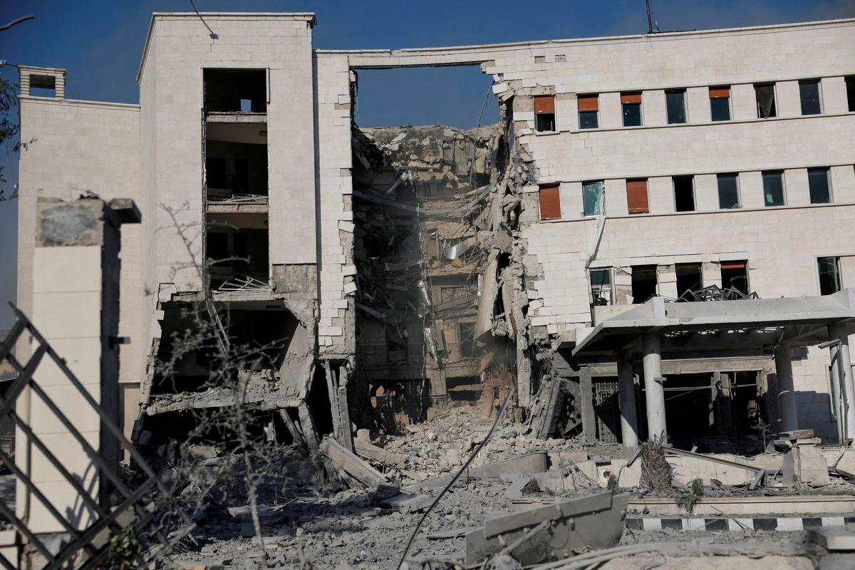 FILE PHOTO: A view of a destroyed building, after powerful airstrikes shook Damascus on Wednesday, targeting the defense ministry, as Israel vowed to destroy Syrian government forces attacking Druze communities in southern Syria and demanded their withdrawal, in Damascus July 16, 2025. REUTERS