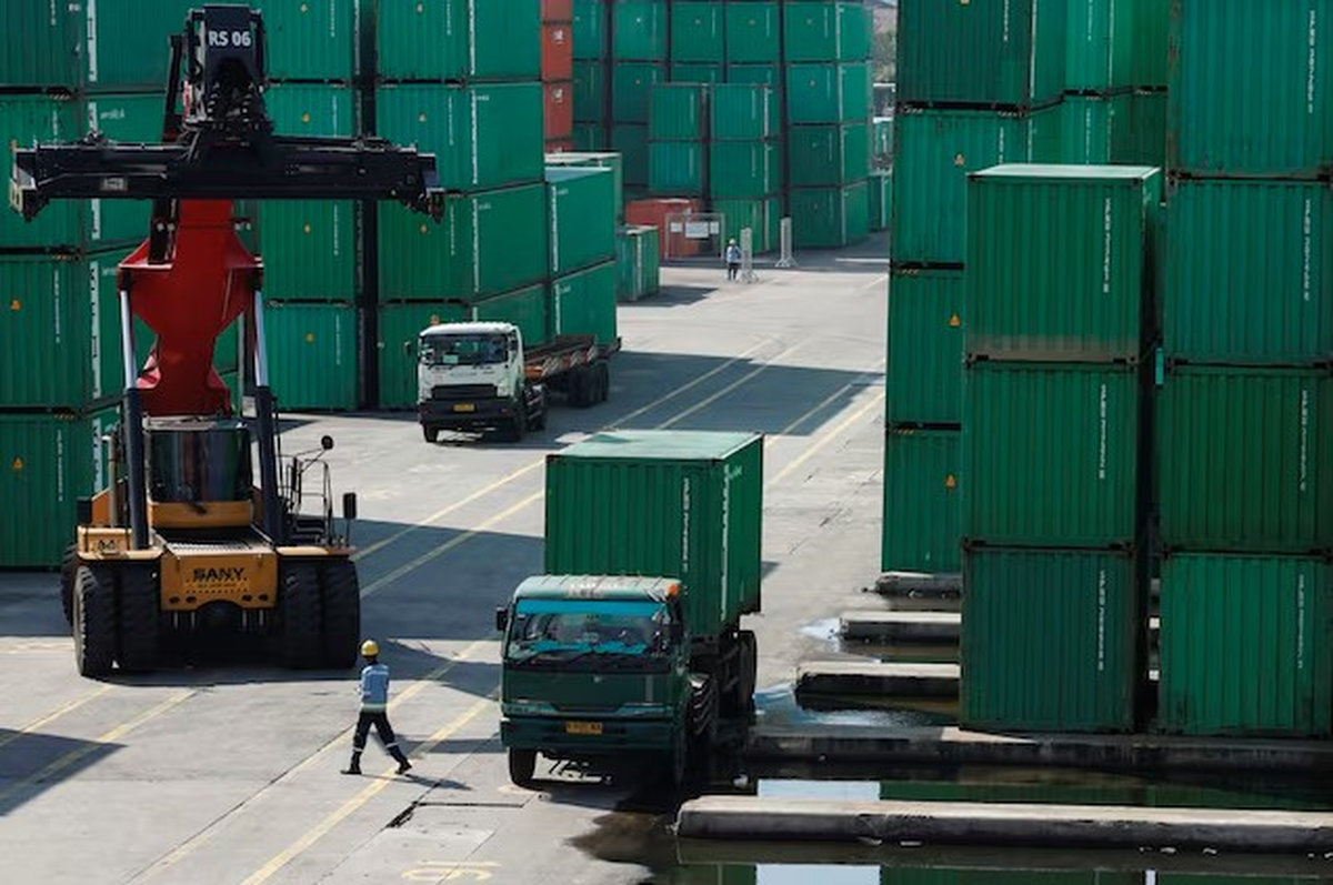 A container truck is unloaded from a truck at Tanjung Priok Port, following the announcement that U.S. President Donald Trump would impose tariffs of 32% on goods from Indonesia, in North Jakarta, Indonesia, July 8, 2025. - REUTERS