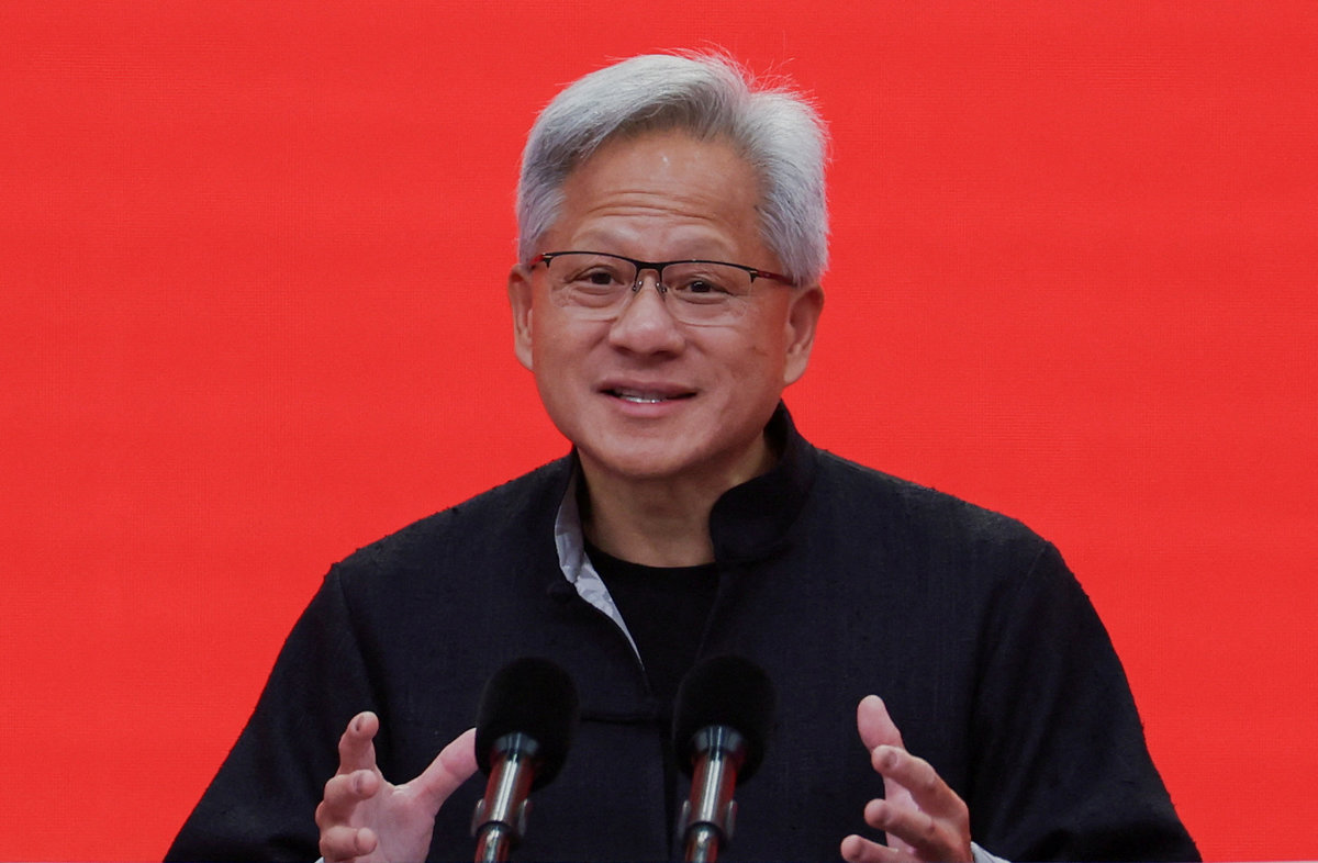 Nvidia CEO Jensen Huang speaks at the opening ceremony of the third China International Supply Chain Expo (CISCE) in Beijing, China July 16, 2025. - REUTERS