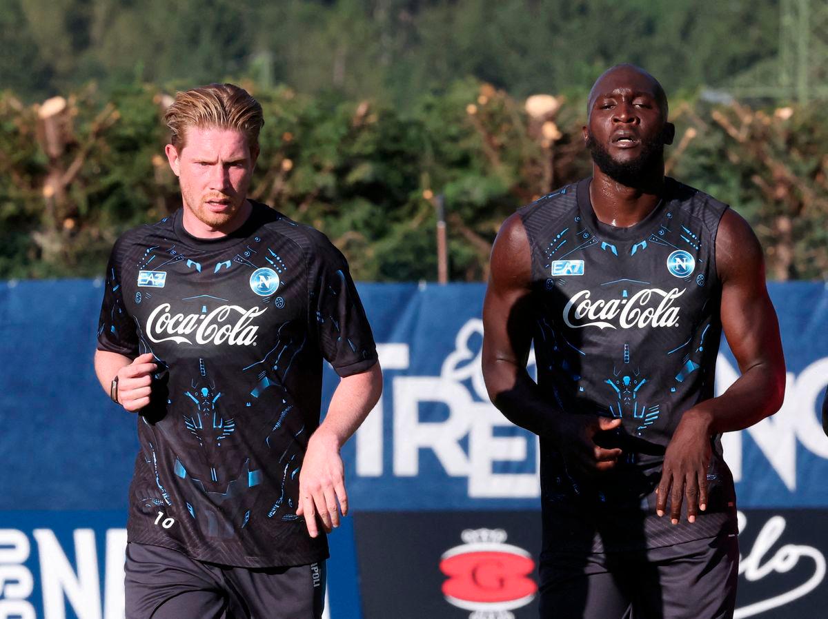 Napoli’s Romelu Lukaku and Kevin De Bruyne during training - REUTERS