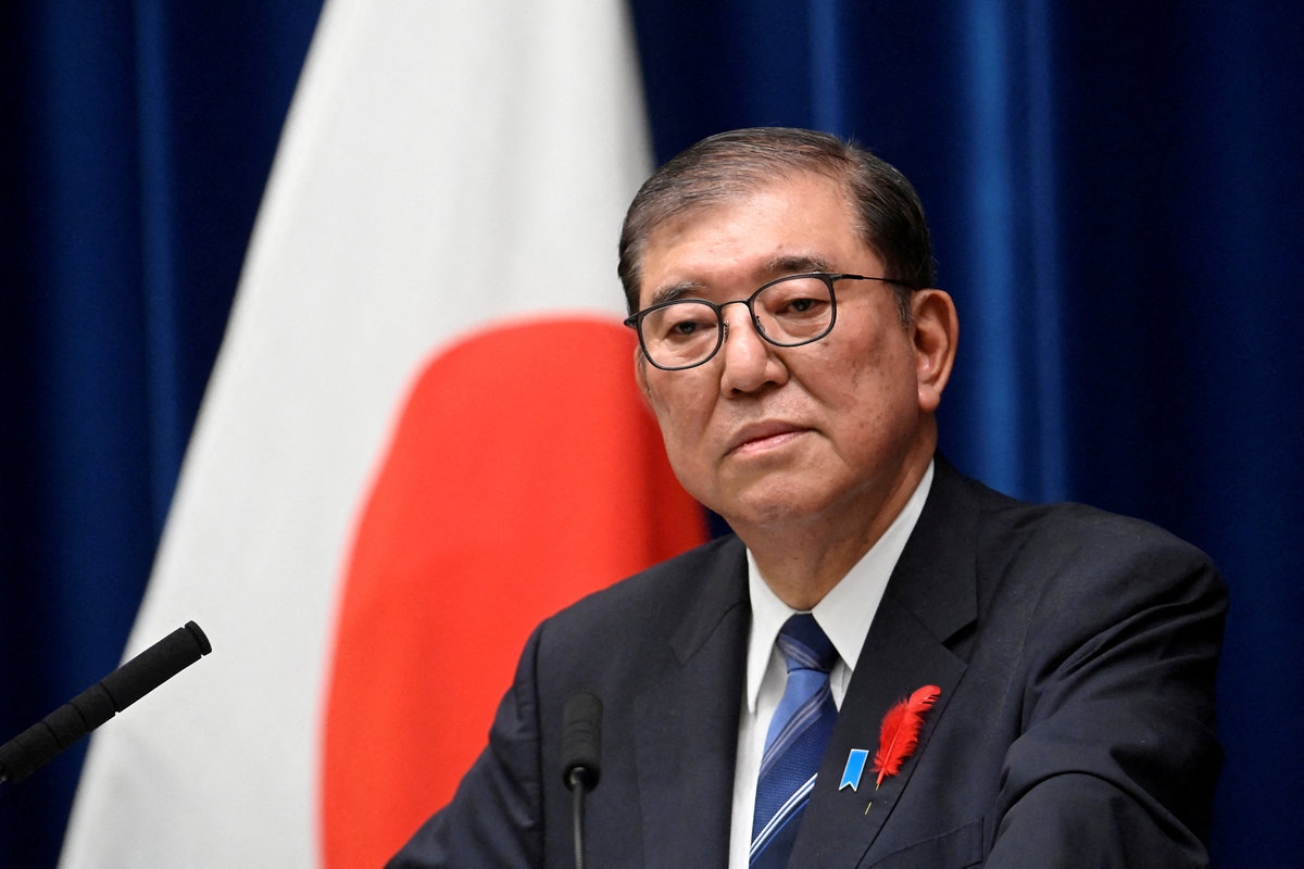 Japanese Prime Minister Shigeru Ishiba holds a press conference on October 9, 2024, at his official residence in Tokyo, Japan, after dissolving the Lower House of Parliament and proceeding for an early election on October 27. - Pool via REUTERS