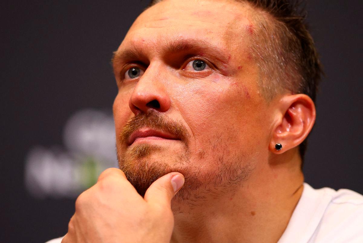 Oleksandr Usyk during the press conference after winning the fight against Daniel Dubois Action Images via REUTERS