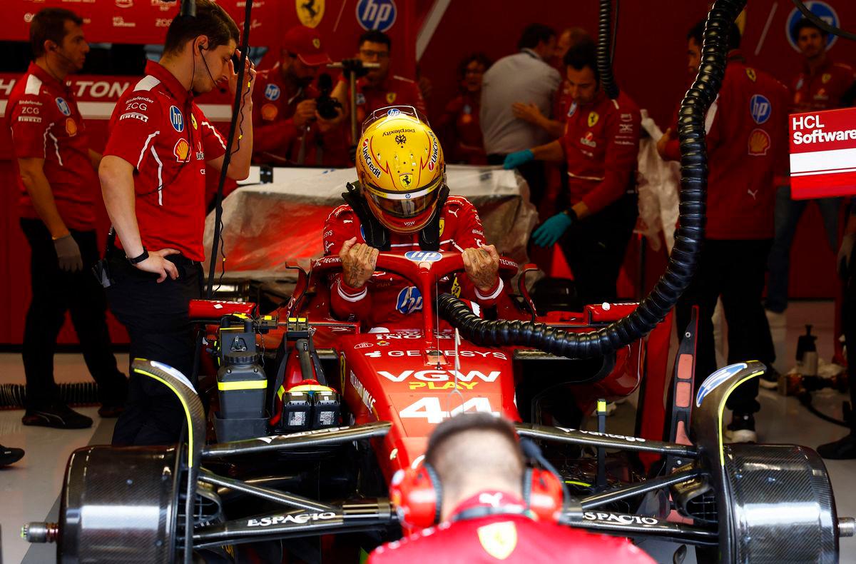 Ferrari’s Lewis Hamilton during practice - REUTERS