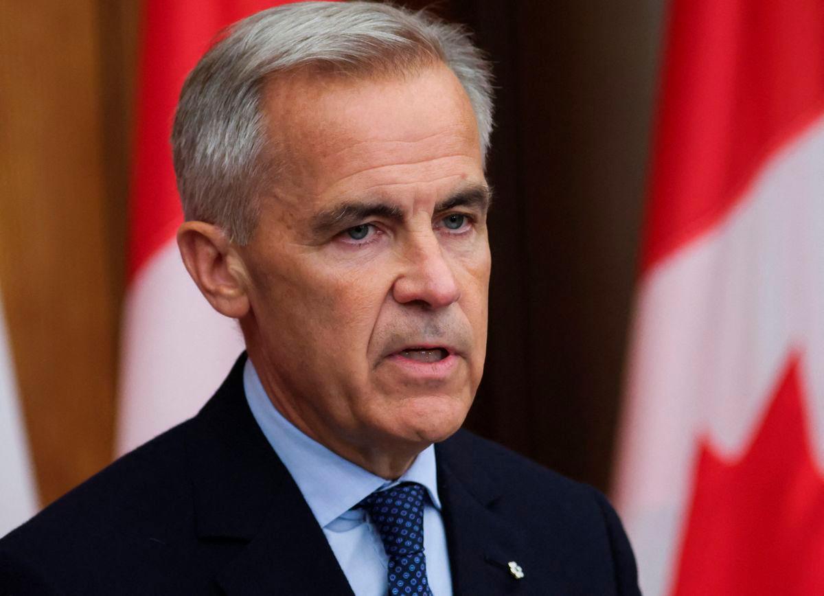 Canada’s Prime Minister Mark Carney speaks at a press conference about recognizing Palestinian statehood, in Ottawa, Ontario, Canada, July 30, 2025. REUTERS