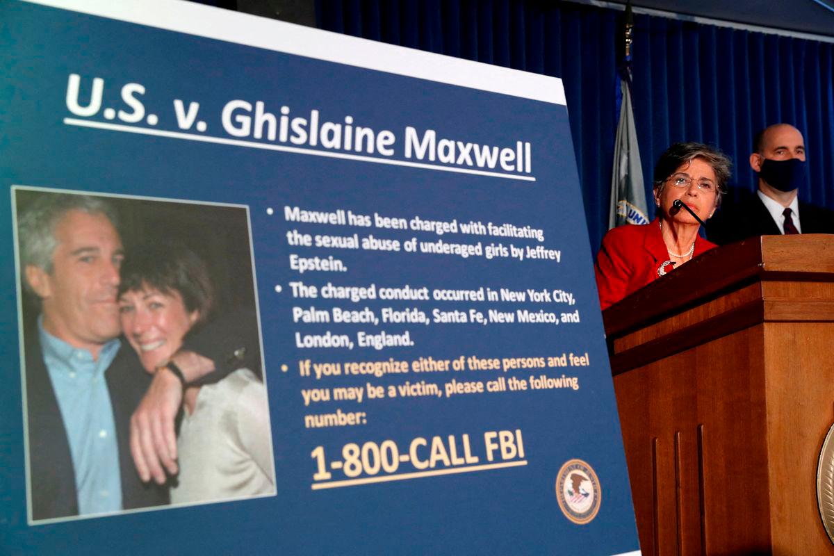 Audrey Strauss, Acting United States Attorney for the Southern District of New York speaks alongside William F. Sweeney Jr., Assistant Director-in-Charge of the New York Office, at a news conference announcing charges against Ghislaine Maxwell for her role in the sexual exploitation and abuse of minor girls by Jeffrey Epstein in New York City. Reuterspix