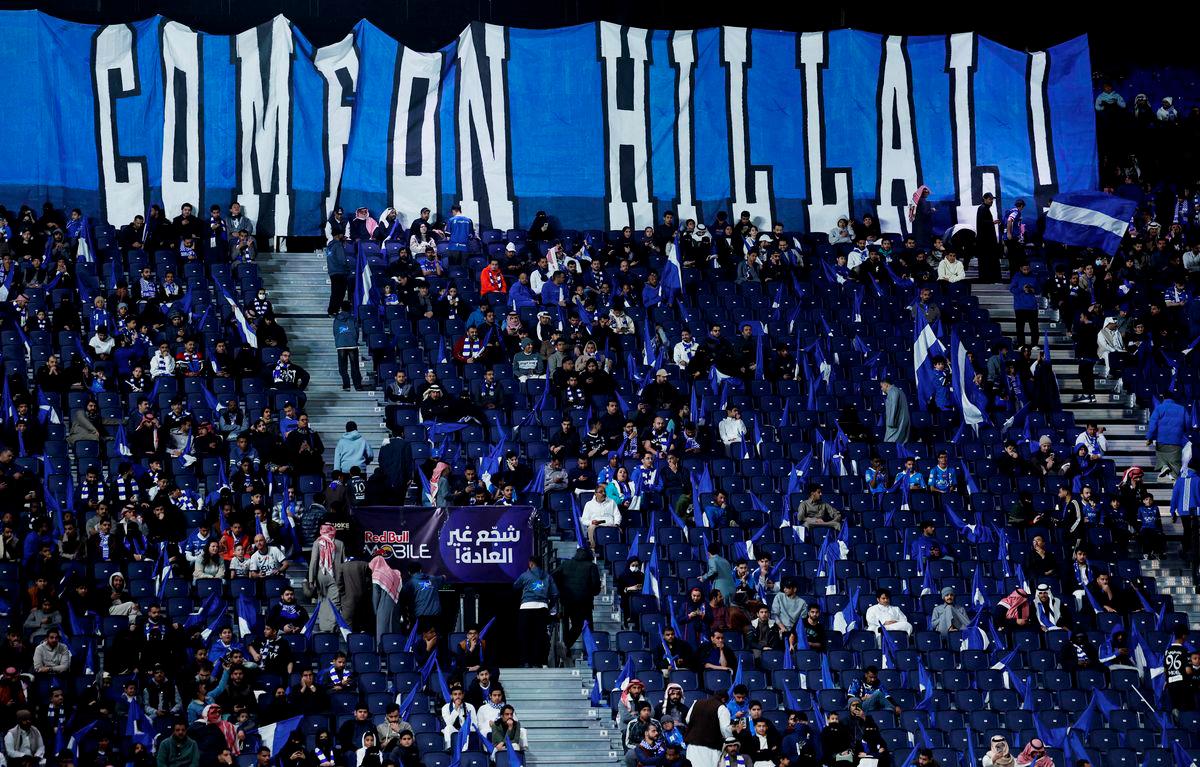 Football - Saudi Pro League - Al Hilal v Al Wehda - Kingdom Arena, Riyadh, Saudi Arabia - January 21, 2025General view of Al Hilal fans and a giant banner inside the stadium before the match - REUTERSPIX