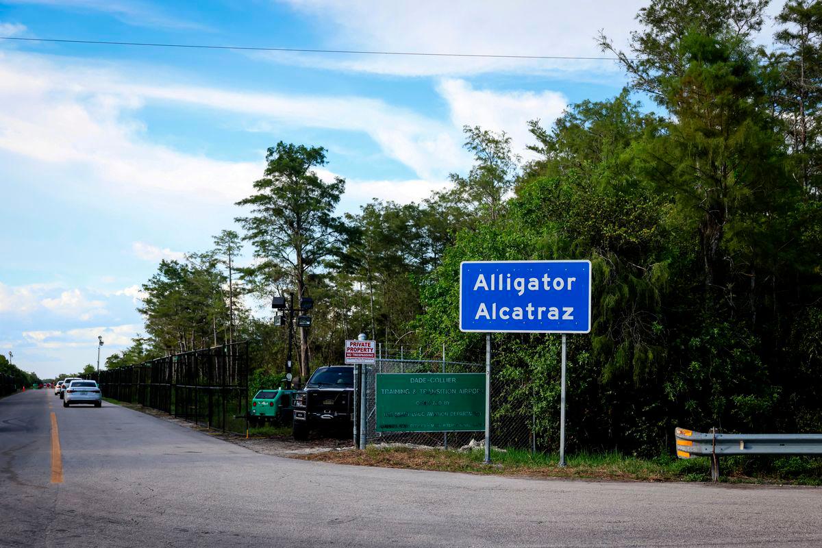 The entrance of Alligator Alcatraz ICE detention center in the Dade-Collier Training and Transition Airport in Ochopee, Florida, U.S. August 3, 2025. - REUTERSPIX