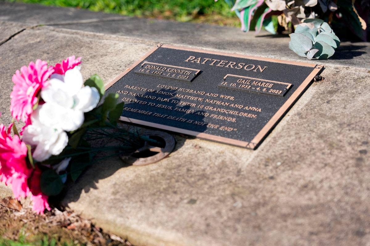 A memorial plaque for Don and Gail Patterson at the Korumburra general cemetary in Korumburra, Australia, June 24, 2025. - REUTERSPIX