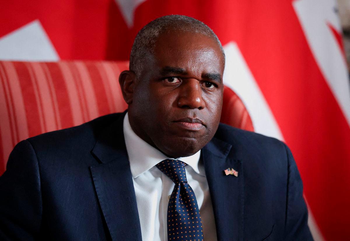 British Foreign Secretary David Lammy looks on as he meets with U.S. Vice President JD Vance (not pictured) at Chevening House in Sevenoaks, Britain, August 8, 2025. Suzanne Plunkett/Pool/ REUTERS