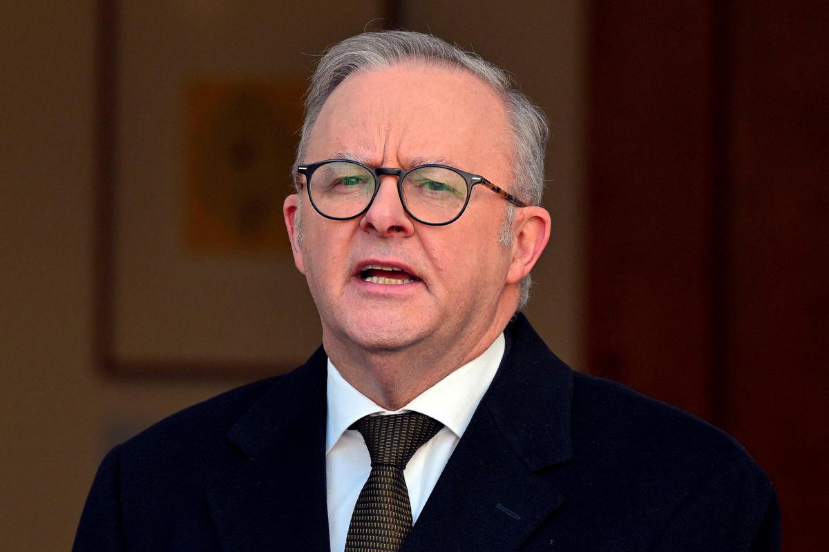 Australian Prime Minister Anthony Albanese speaks at a press conference at Parliament House in Canberra, Australia , August 11, 2025. Prime Minister Albanese says Australia will recognise a Palestinian state at UN general assembly. - AAP/Mick Tsikas via REUTERSPIX