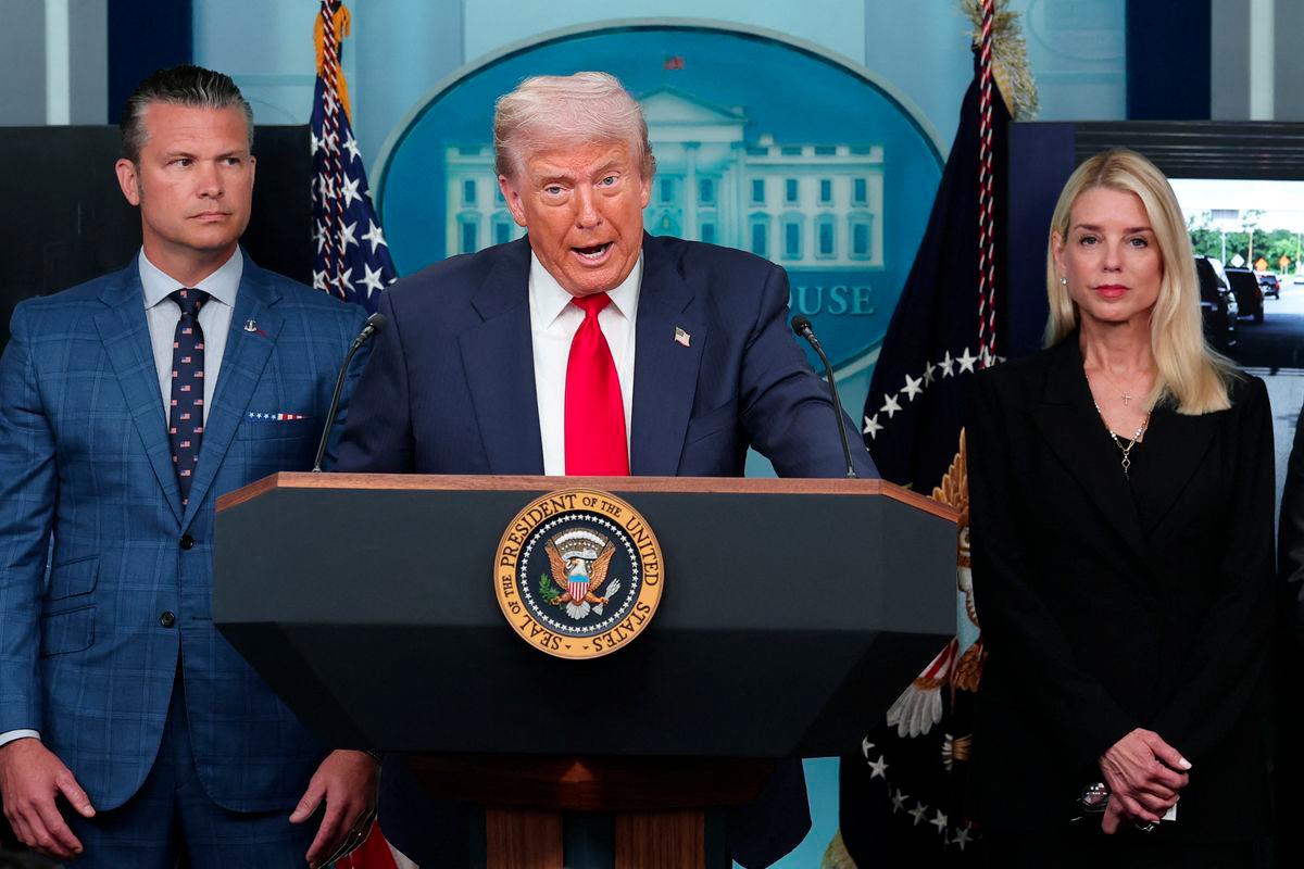 U.S. President Donald Trump speaks to the press about deploying federal law enforcement agents in Washington to bolster the local police presence, in the Press Briefing Room at the White House, in Washington D.C., U.S., August 11, 2025. - REUTERSPIX