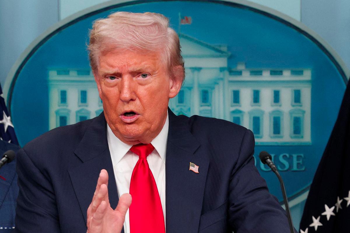 U.S. President Donald Trump speaks to the press about deploying federal law enforcement agents in Washington to bolster the local police presence, in the Press Briefing Room at the White House, in Washington D.C., U.S., August 11, 2025. - REUTERSPIX