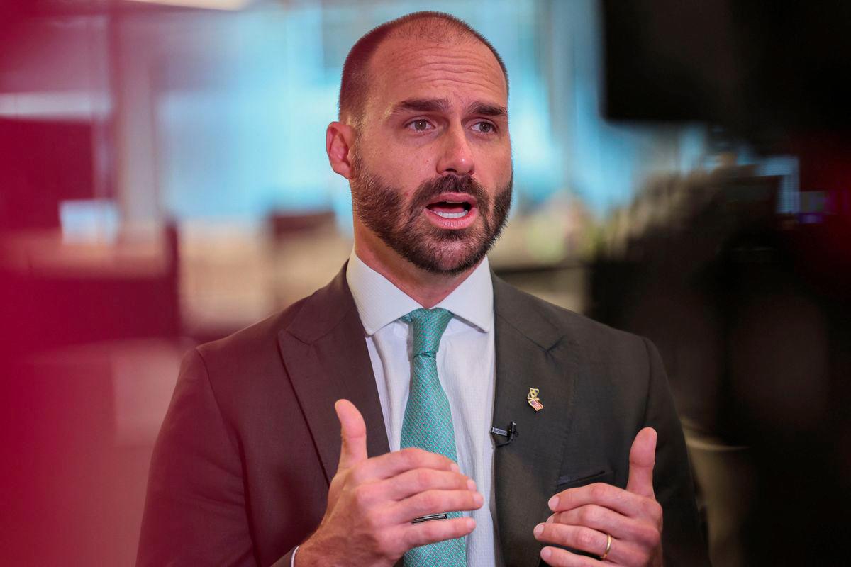 Brazilian lawmaker Eduardo Bolsonaro sits down with Reuters to discuss his efforts to put U.S. pressure on Brazil to halt the trial of his father, right-wing former Brazilian President Jair Bolsonaro, in Washington, D.C., U.S., August 14, 2025. - REUTERSPIX