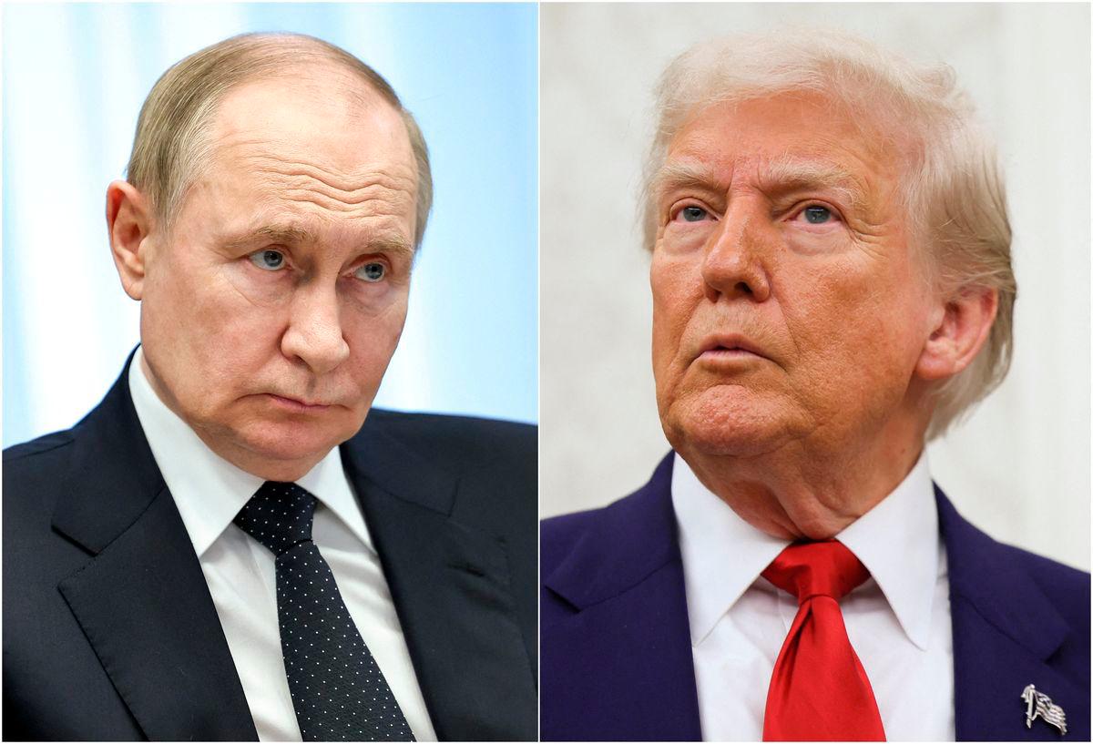 A combination picture shows Russian President Vladimir Putin during a meeting with Arkhangelsk Region Governor Alexander Tsybulsky in Severodvinsk, Arkhangelsk region, Russia July 24, 2025. Sputnik/Alexander Kazakov/Pool via REUTERS and U.S. President Donald Trump during a swearing-in ceremony for the interim U.S. Attorney for the District of Columbia, Jeanine Pirro, at the White House in Washington, D.C., U.S., May 28, 2025. REUTERS/Leah Millis.