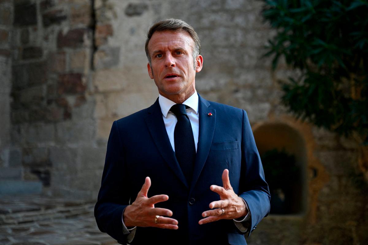 French President Emmanuel Macron speaks after attending a video conference with members of the so-called coalition of the willing, Sunday, Aug. 17, 2025, at the Fort de Bregancon in Bormes-les-Mimosas, southern France. - Philippe Magoni/Pool via REUTERSPIX