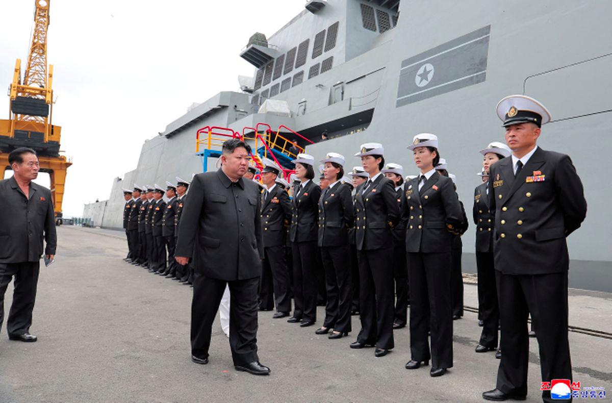 North Korean leader Kim Jong Un visits a Choe Hyon-class destroyer, in North Korea, August 18, 2025, in this photo released by North Korea's official Korean Central News Agency. - KCNA via North Korea