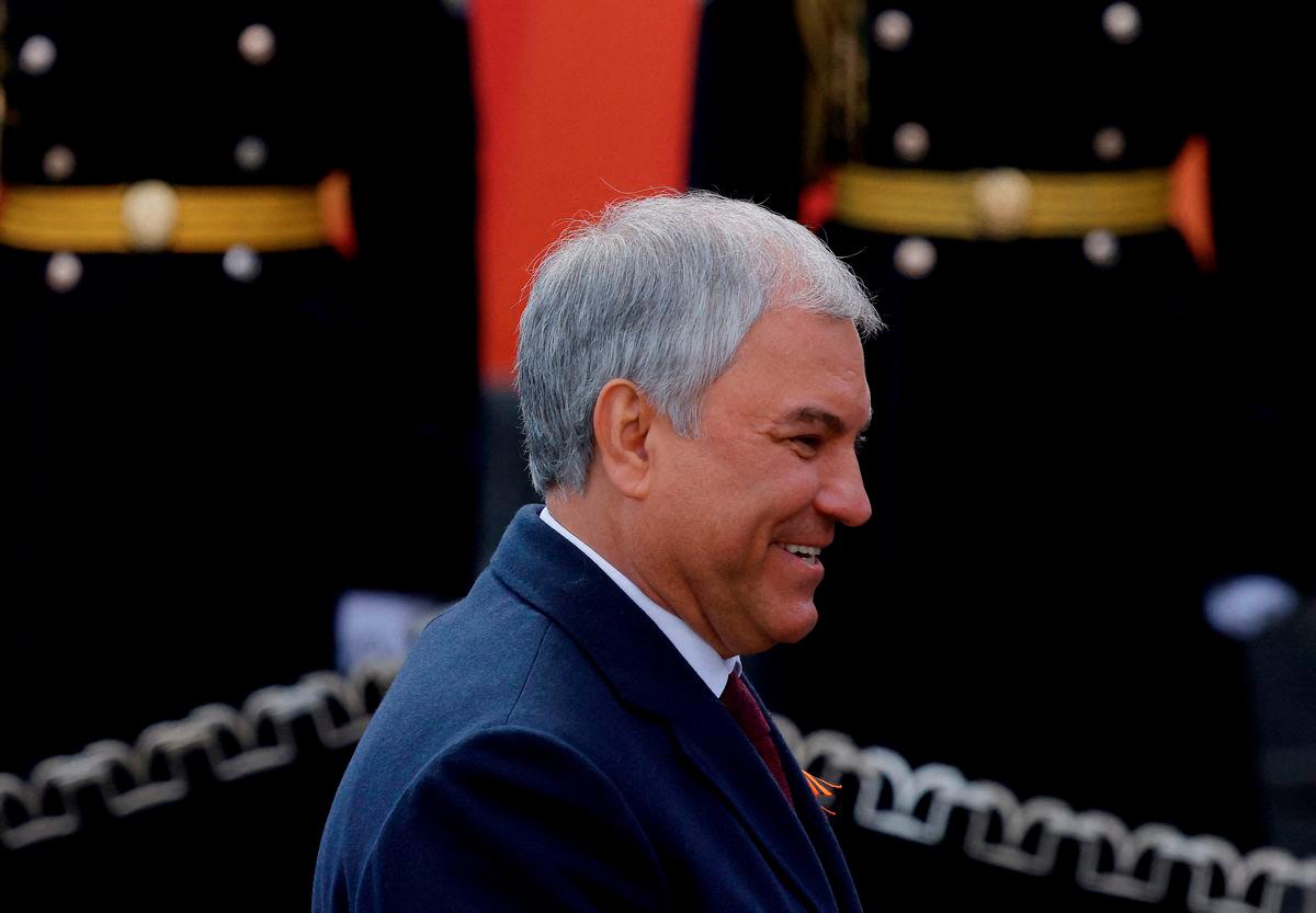 Speaker of Russia's State Duma lower house of parliament Vyacheslav Volodin attends a military parade on Victory Day, marking the 80th anniversary of the victory over Nazi Germany in World War Two, in Red Square in central Moscow, Russia, May 9, 2025. - REUTERS