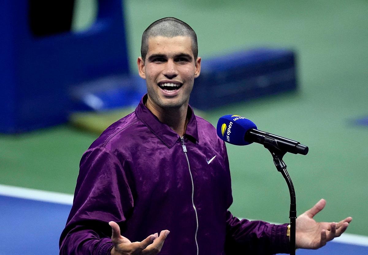 Spain’s Carlos Alcaraz speaks after winning his first round match against Reilly Opelka of the U.S. - REUTERS/Eduardo Munoz