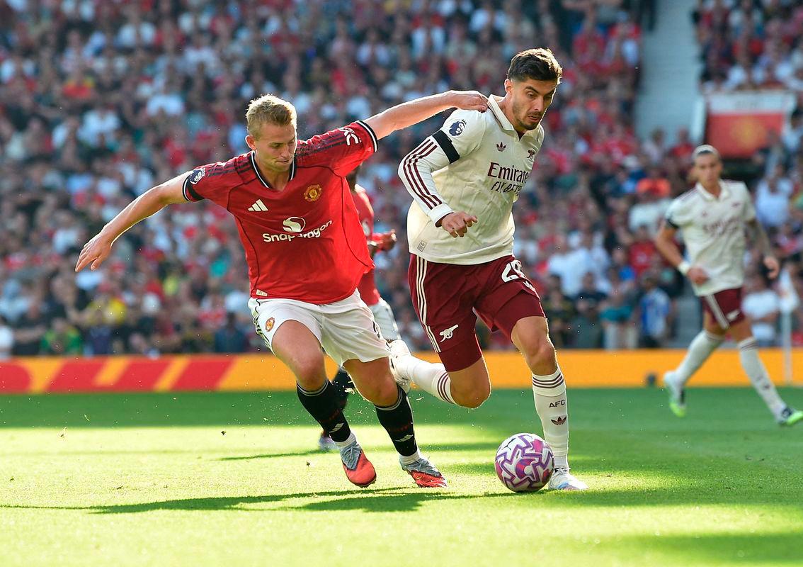 Arsenal’s Kai Havertz in action with Manchester United’s Matthijs de Ligt. Reuterspix