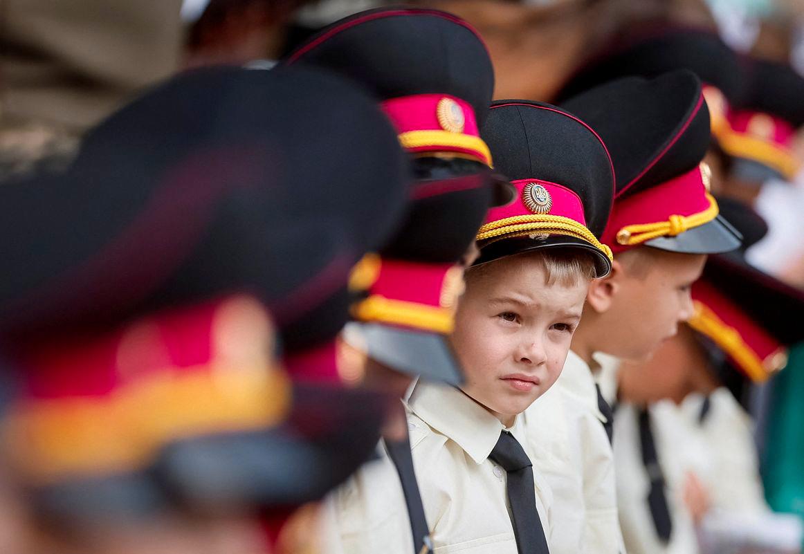 A young military cadet attends a ceremony to mark the start of the new school year, amid Russia's attack on Ukraine, in Kyiv, Ukraine September 1, 2025. - REUTERSPIX