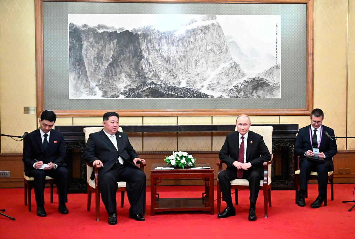 Russian President Vladimir Putin and North Korean leader Kim Jong Un attend a meeting in Beijing, China September 3, 2025. Sputnik/Sergey Bobylev/Pool via REUTERS