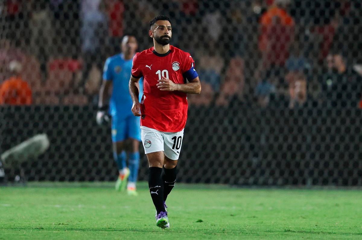 Egypt’s Mohamed Salah celebrates scoring their first goal. - REUTERS/Amr Abdallah Dalsh