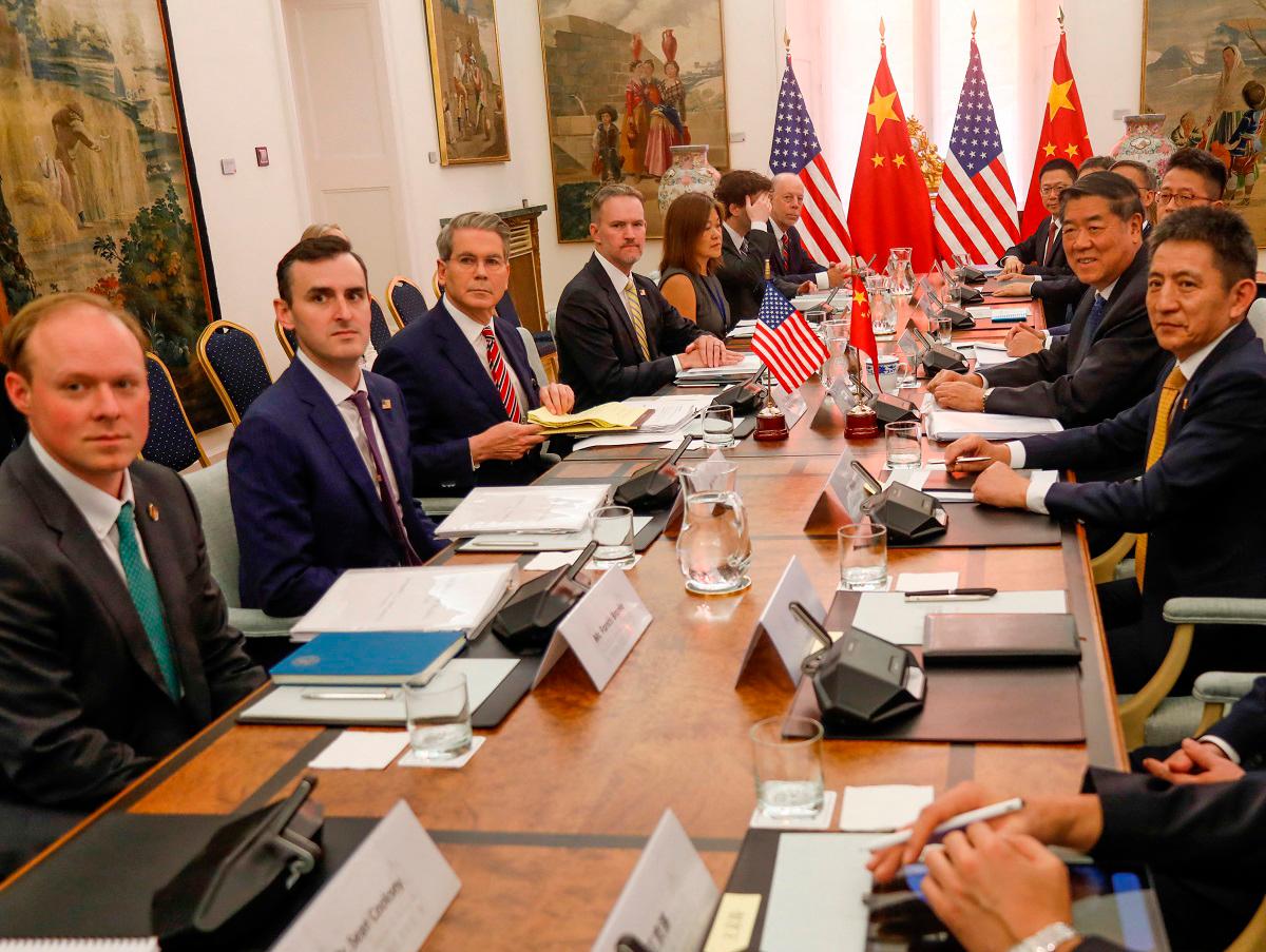 Senior U.S. and Chinese led by U.S. Treasury Secretary Scott Bessent, U.S. Trade Representative Jamieson Greer, Chinese Vice Premier He Lifeng and Chinese trade negotiator Li Chenggang meet to discuss trade and economic issues and TikTok, in Madrid, Spain, September 14, 2025. - United States Treasury/Handout via Reuters.