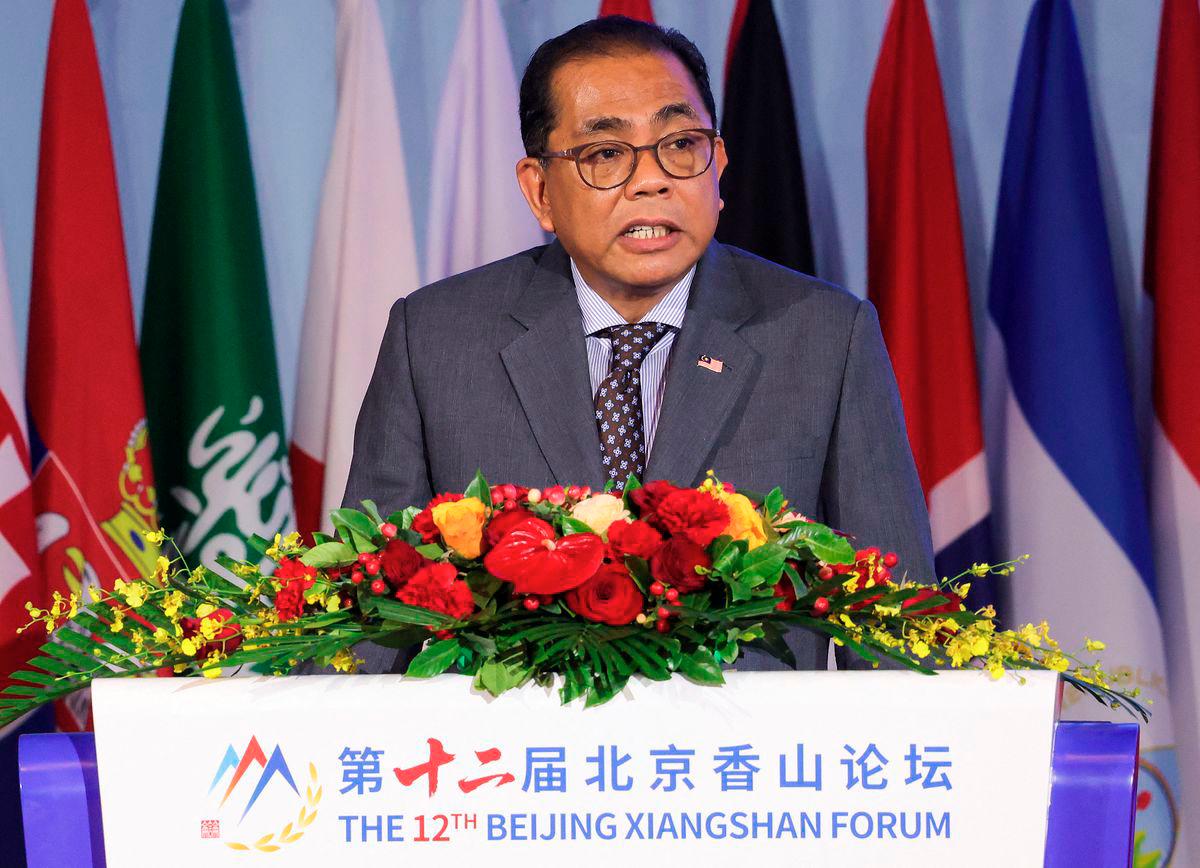 Malaysia’s Minister of Defense Mohamed Khaled Nordin speaks during Beijing Xiangshan Forum in Beijing, China September 18, 2025. - REUTERS