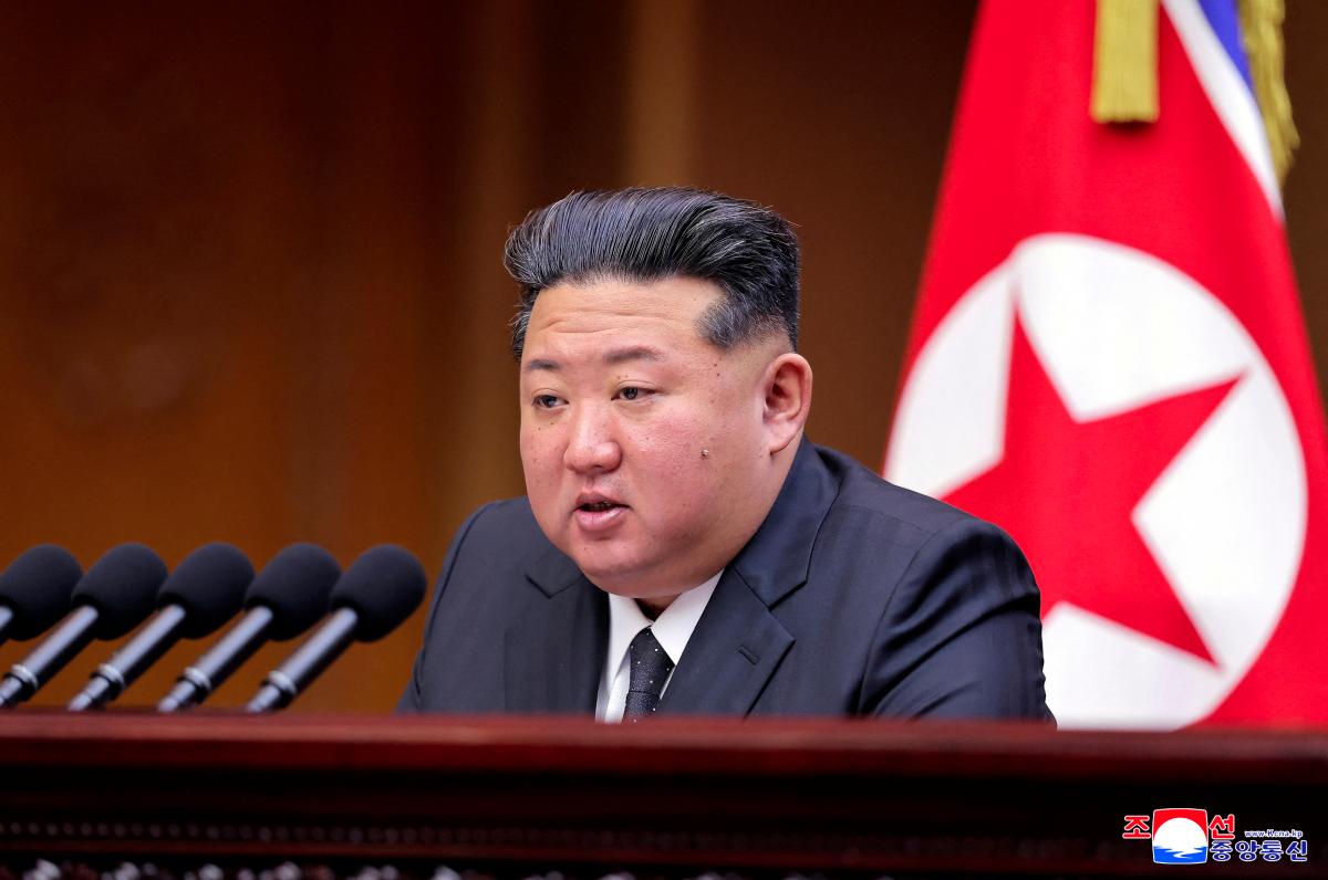 North Korean leader Kim Jong Un speaks during a meeting of the Supreme People's Assembly at the Mansudae Assembly Hall in Pyongyang, North Korea, in this picture released September 22, 2025 by North Korea's official Korean Central News Agency. - KCNA via REUTERSPIX