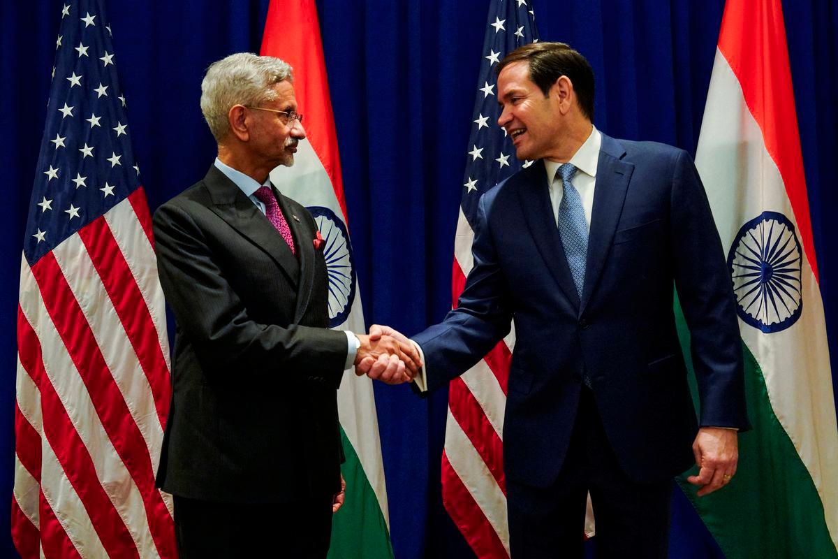 U.S. Secretary of State Marco Rubio shakes hands with Indian External Affairs Minister S. Jaishankar at the Lotte New York Palace Hotel on the sidelines of the 80th United Nations General Assembly in New York City, U.S., September 22, 2025. - REUTERSPIX