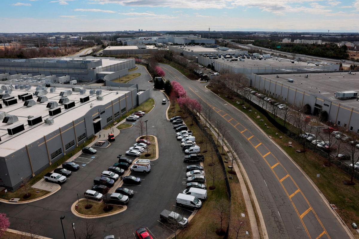 Digital Realty Data Center buildings line the street in Ashburn, Virginia, U.S., March 17, 2025. - REUTERSPIX