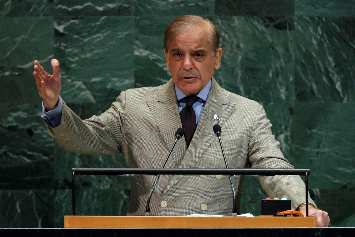 Muhammad Shehbaz Sharif, Prime Minister of Pakistan, addresses the 80th United Nations General Assembly at U.N. headquarters in New York City, U.S., September 26, 2025. REUTERS/Jeenah Moon