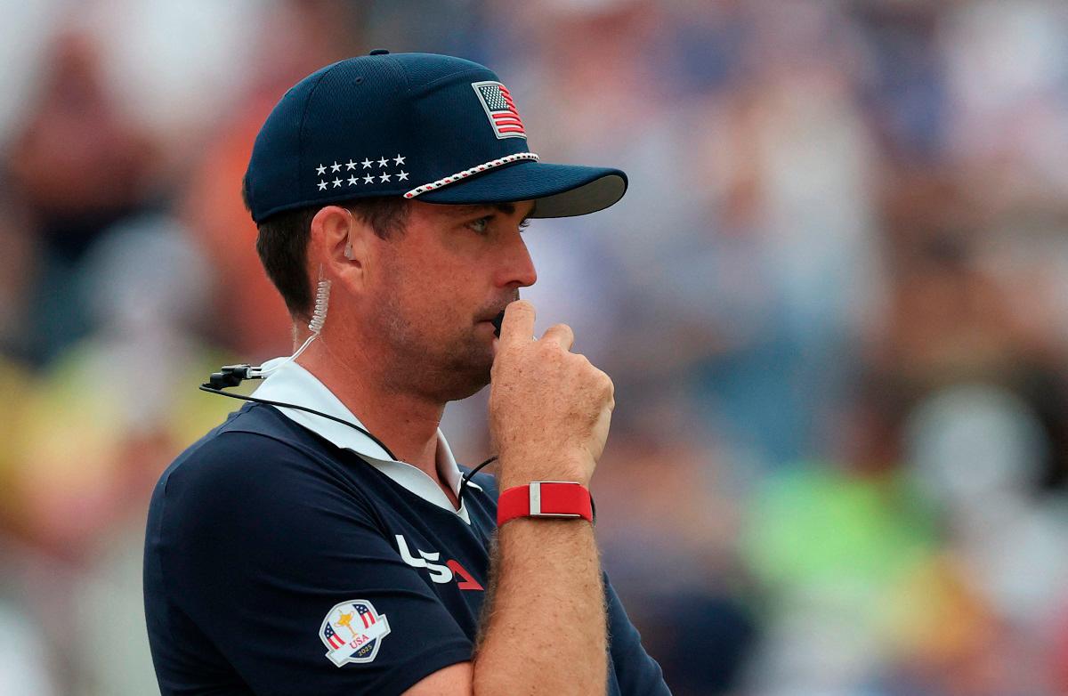 Team USA captain Keegan Bradley looks dejected during the four-balls at the 2025 Ryder Cup - Bethpage Black Golf Course, Farmingdale, New York, United States - REUTERS