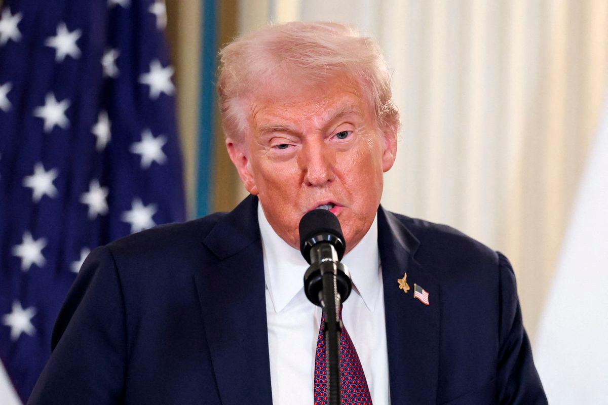 U.S. President Donald Trump speaks during a joint press conference with Israeli Prime Minister Benjamin Netanyahu (not pictured) in the State Dining Room at the White House in Washington, D.C., U.S., September 29, 2025. - REUTERSPIX