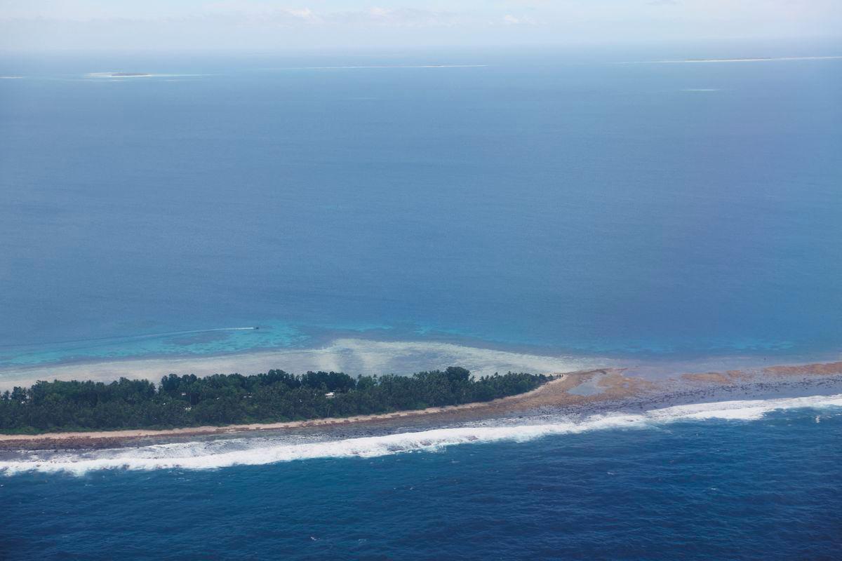 An aerial view of the Pacific Islands nation of Tuvalu, September 6, 2024. Rising sea levels caused by climate change have prompted the Tuvalu government to strike a climate migration pact with Australia. - REUTERSPIX