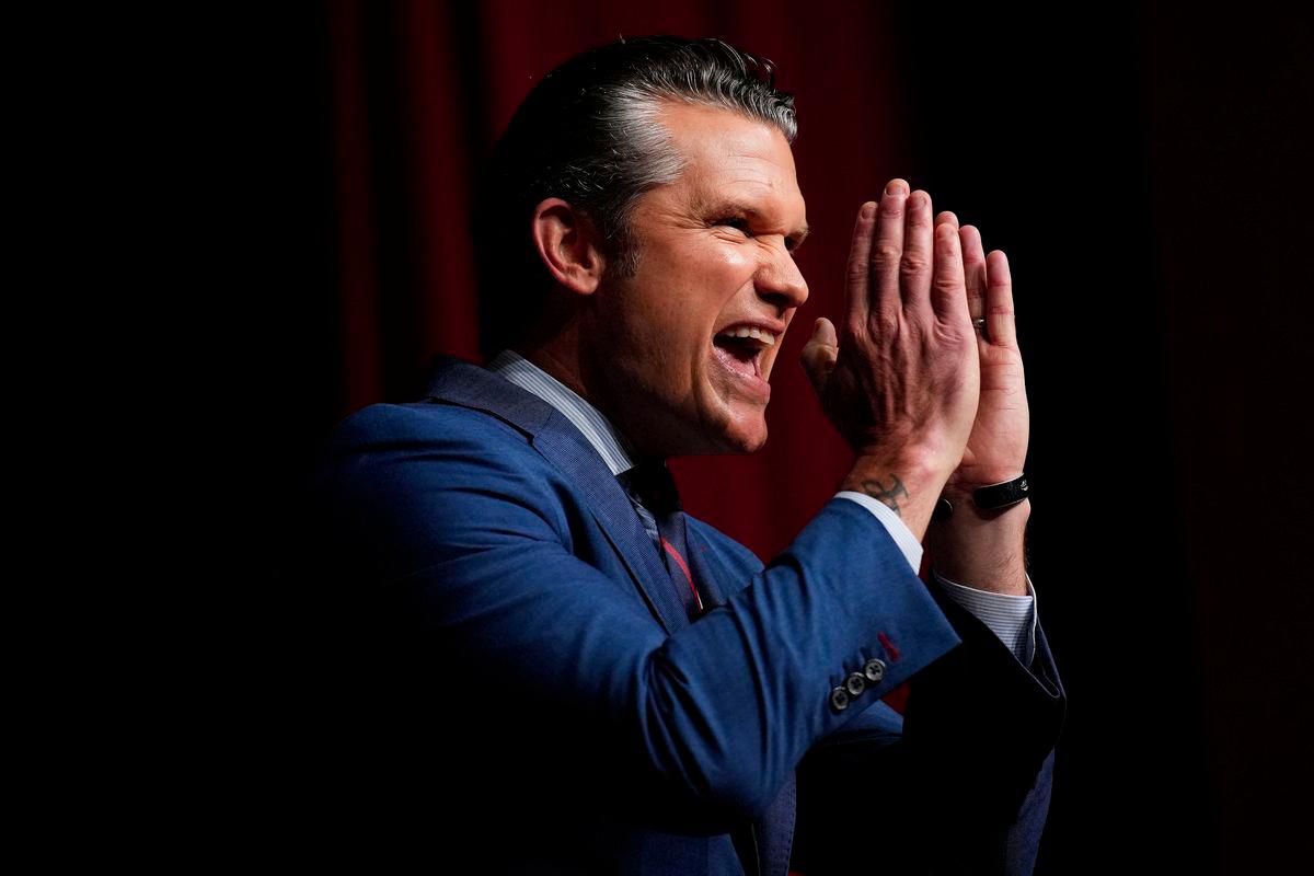 U.S. Secretary of War Pete Hegseth speaks to senior military leaders at Marine Corps Base Quantico, Virginia, U.S., September 30, 2025. - Andrew Harnik/Pool via REUTERSPIX